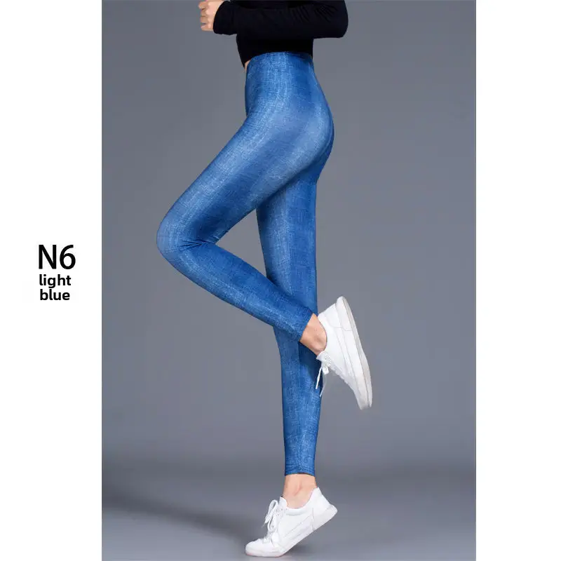 Women Printed Leggings N2 Grey Butterfly Design - Image 2