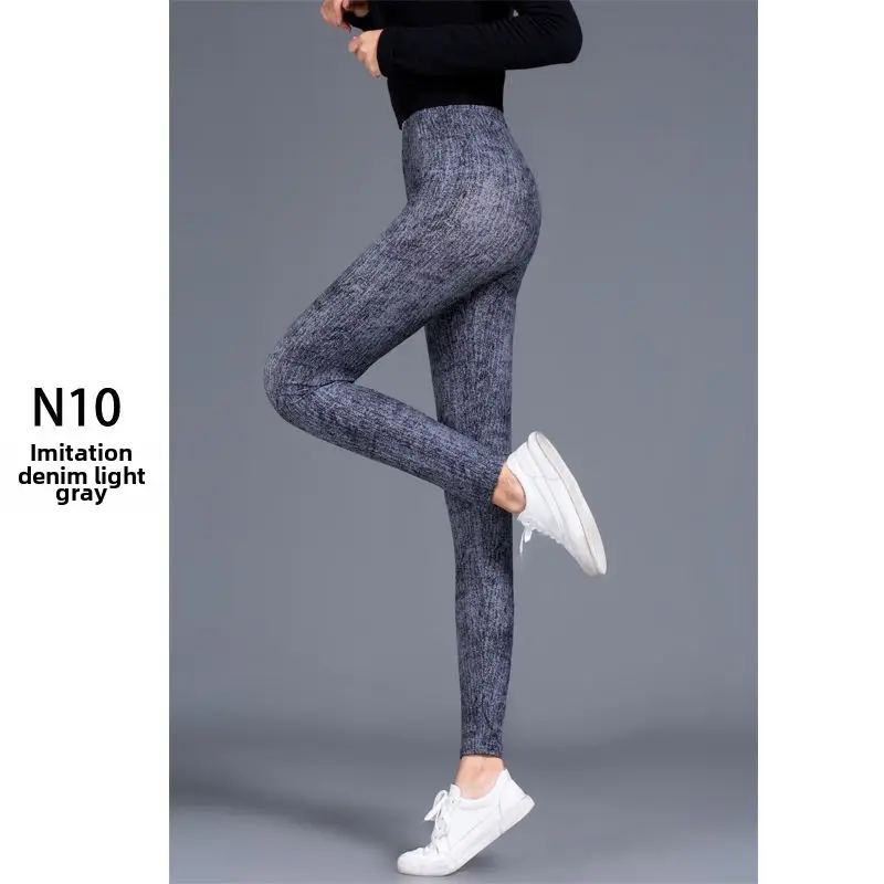 Women Printed Leggings N2 Grey Butterfly Design - Image 4