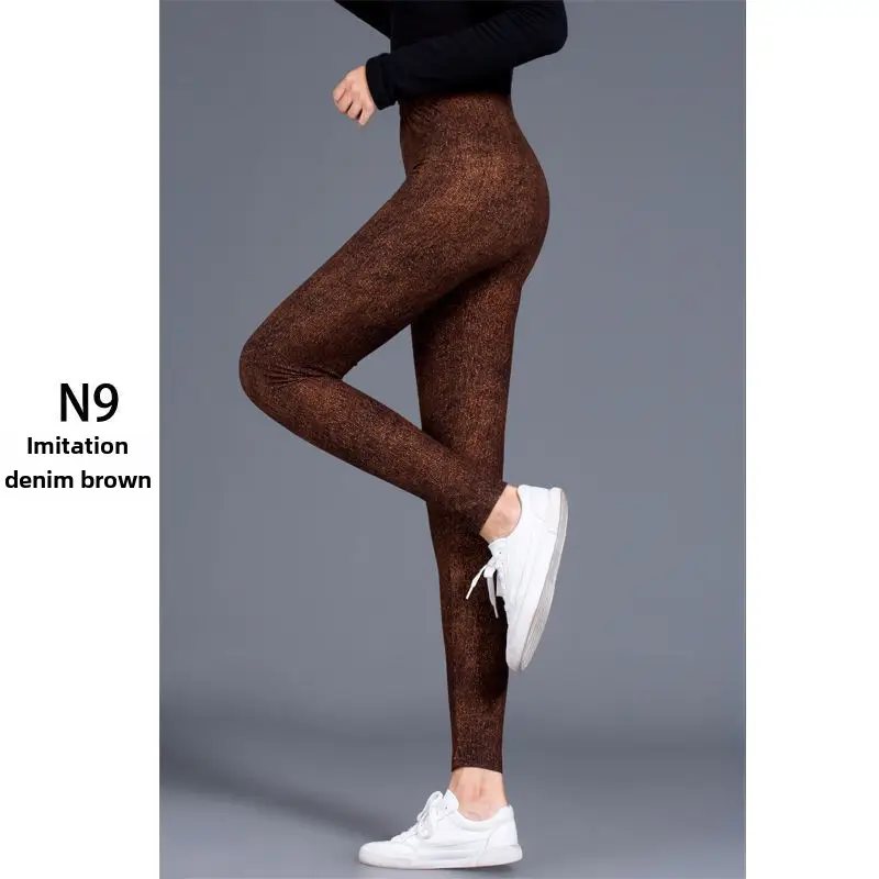 Women Printed Leggings N2 Grey Butterfly Design - Image 7