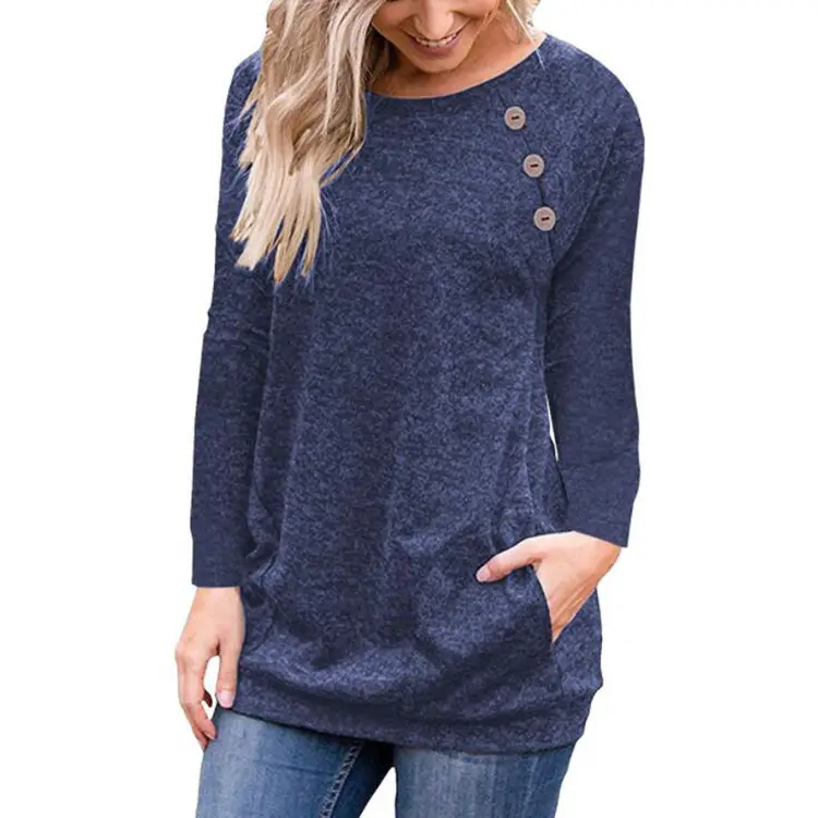Women Button T-Shirt Maroon 2025 Autumn - Image 12