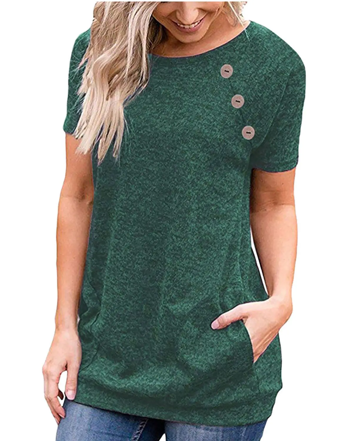 Women Button T-Shirt Maroon 2025 Autumn - Image 7