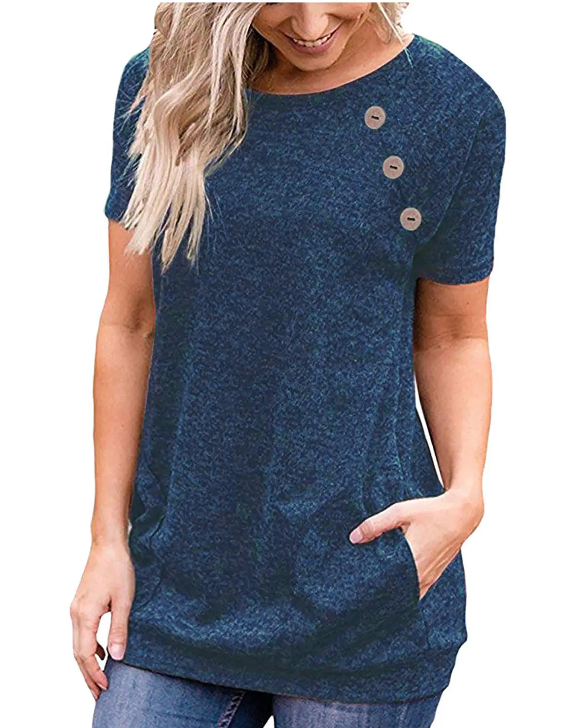 Women Button T-Shirt Maroon 2025 Autumn - Image 9