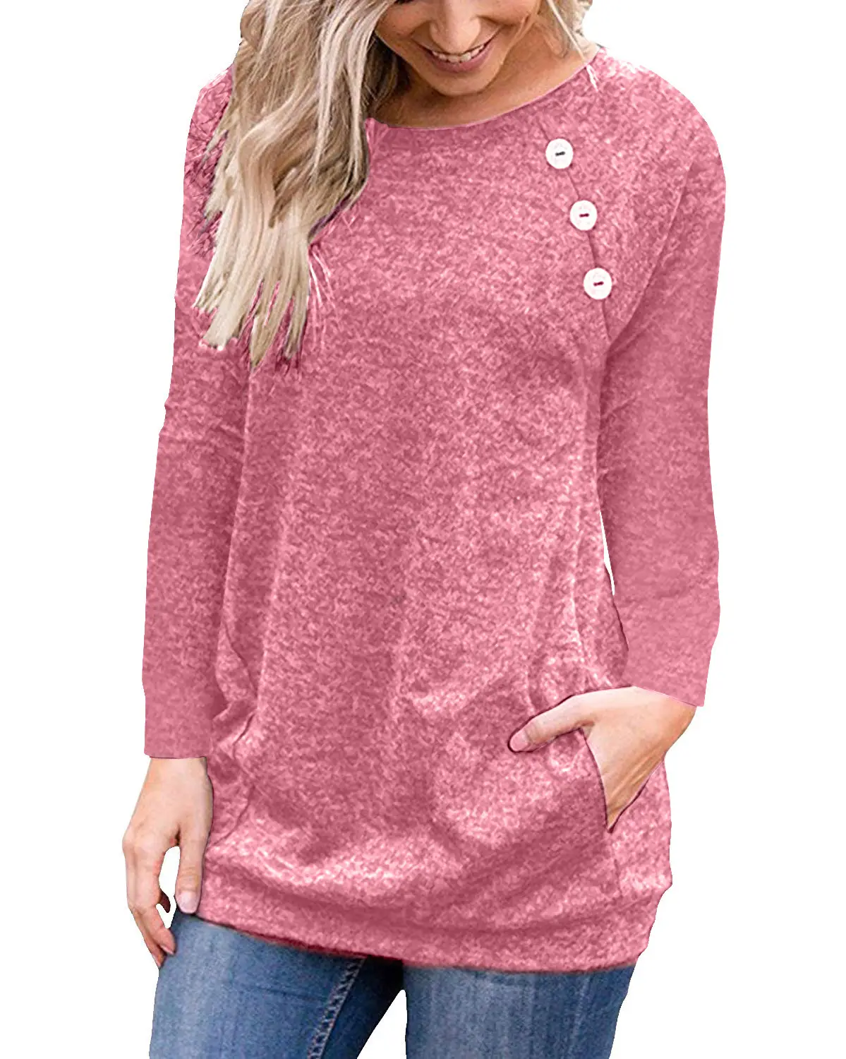 Women Button T-Shirt Maroon 2025 Autumn - Image 3