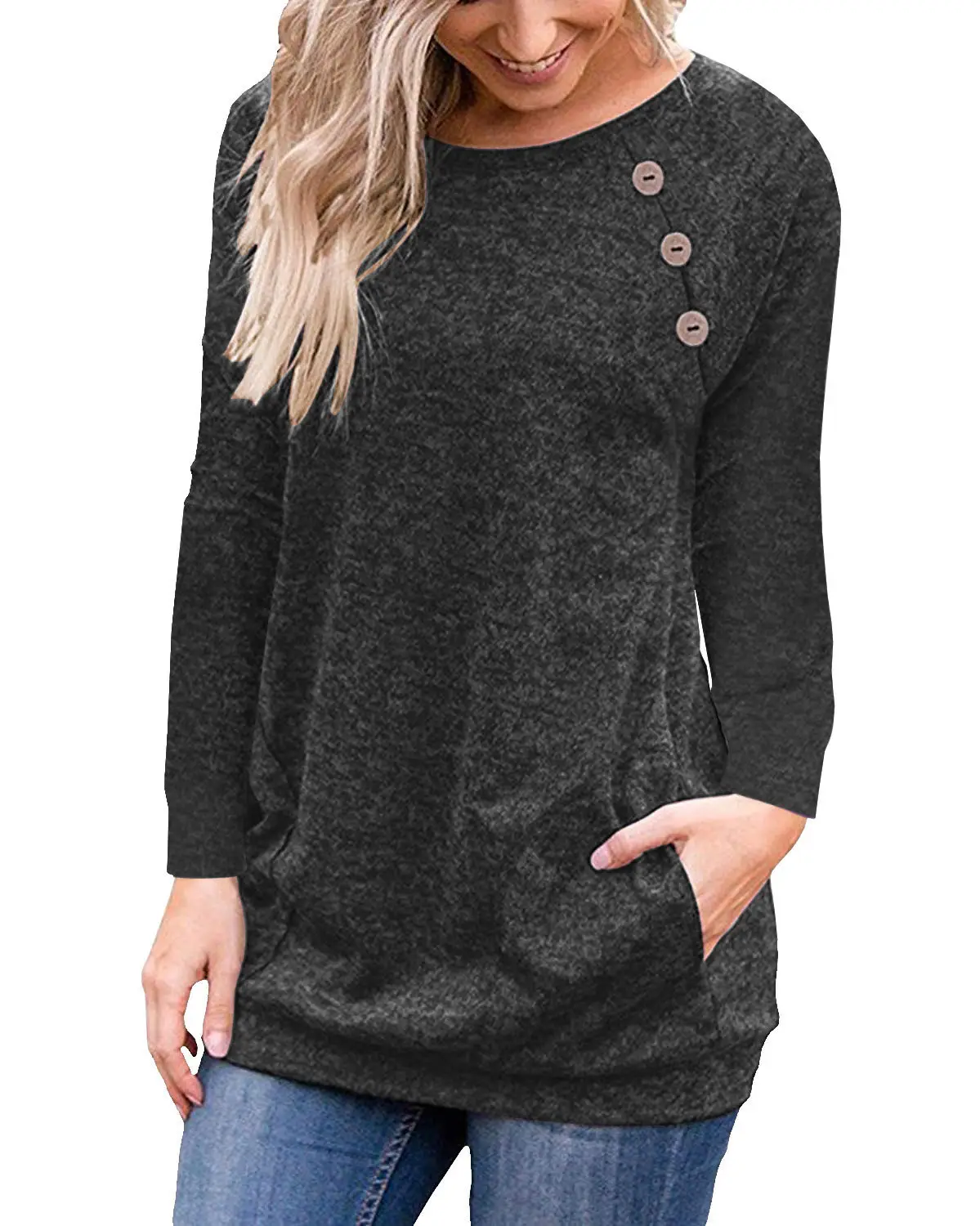 Women Button T-Shirt Maroon 2025 Autumn - Image 5