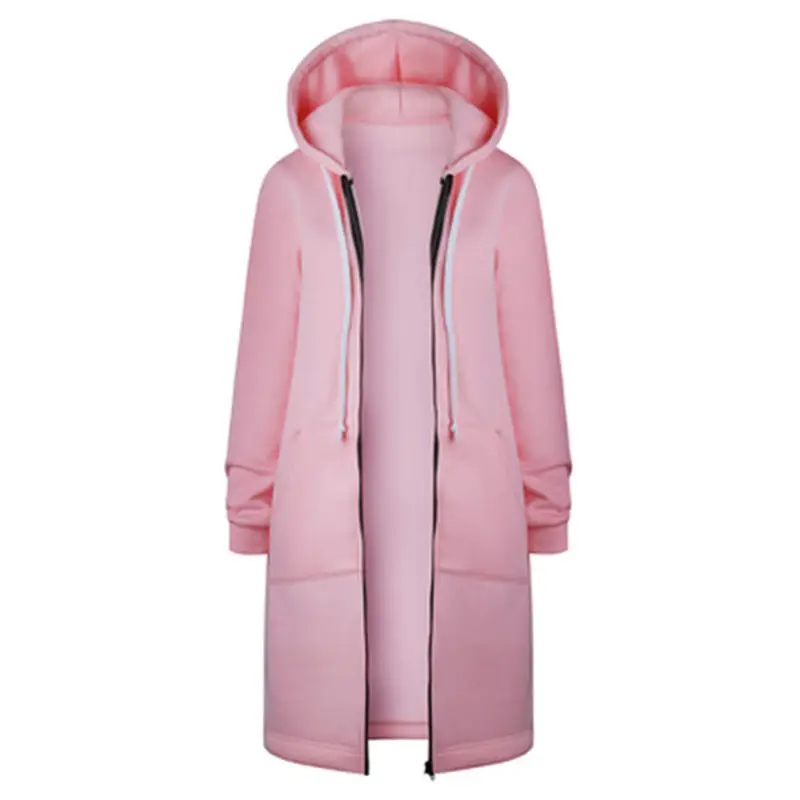 Women's Black Hooded Full Zip Winter Coat Long Sleeve - Image 13