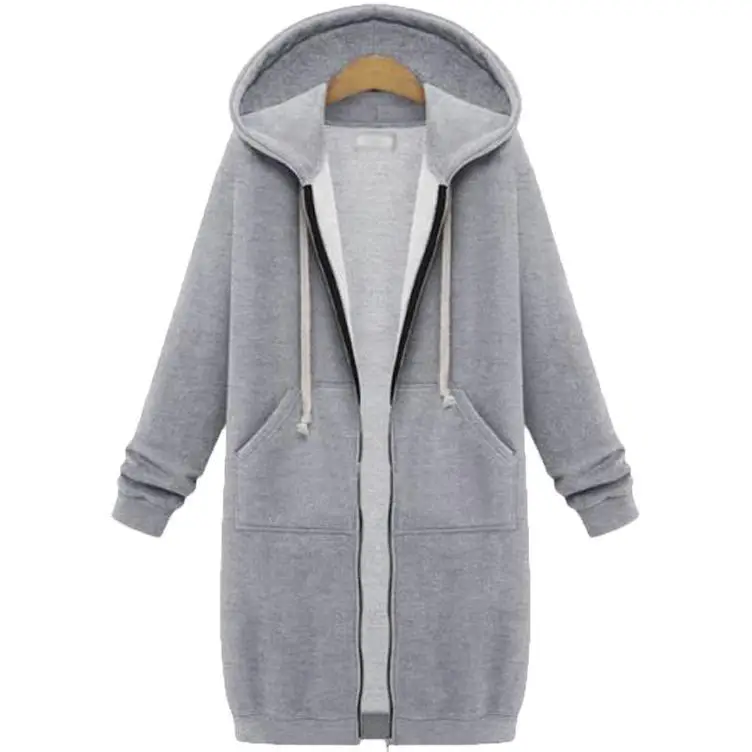 Women's Black Hooded Full Zip Winter Coat Long Sleeve - Image 3