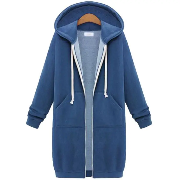Women's Black Hooded Full Zip Winter Coat Long Sleeve - Image 6
