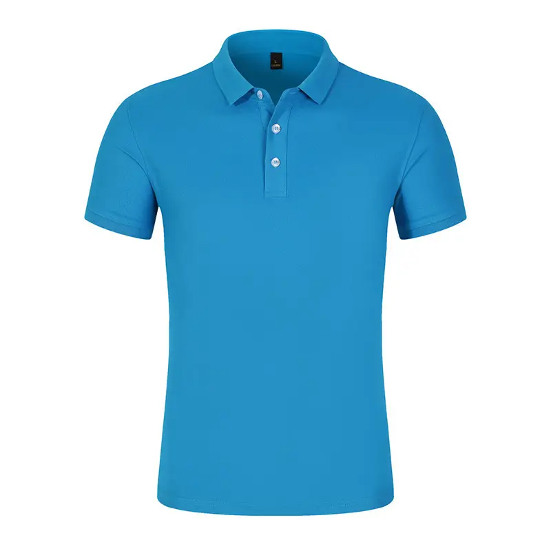 Men Blue Polo T-Shirt Business Casual Short Sleeve - Image 12