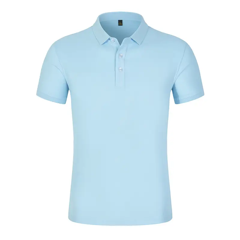 Men Blue Polo T-Shirt Business Casual Short Sleeve - Image 6