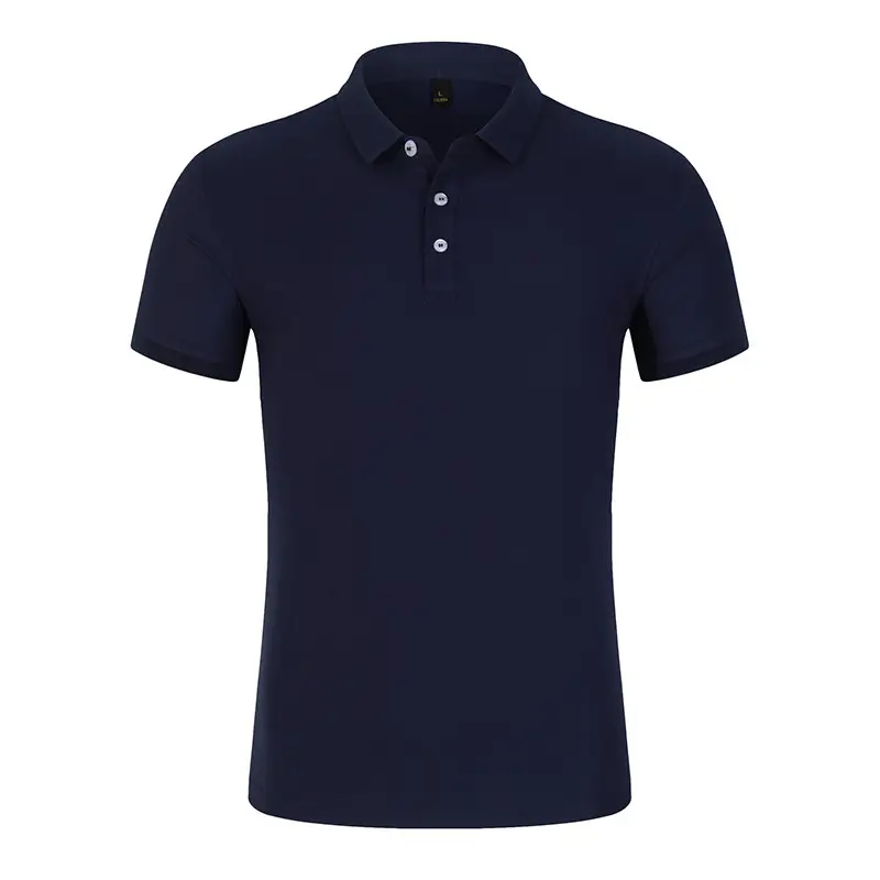Men Blue Polo T-Shirt Business Casual Short Sleeve - Image 7
