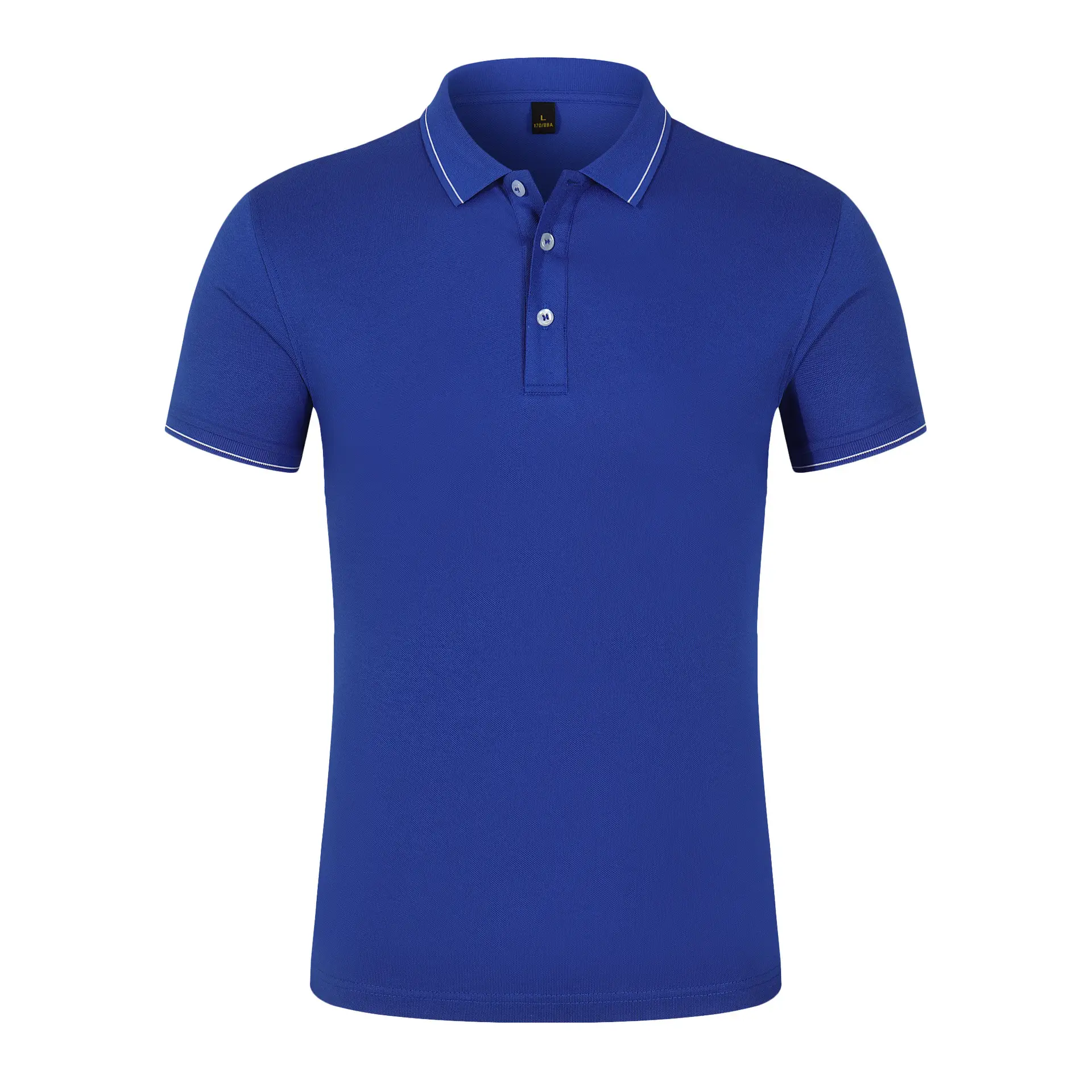 Men Blue Polo T-Shirt Business Casual Short Sleeve - Image 8