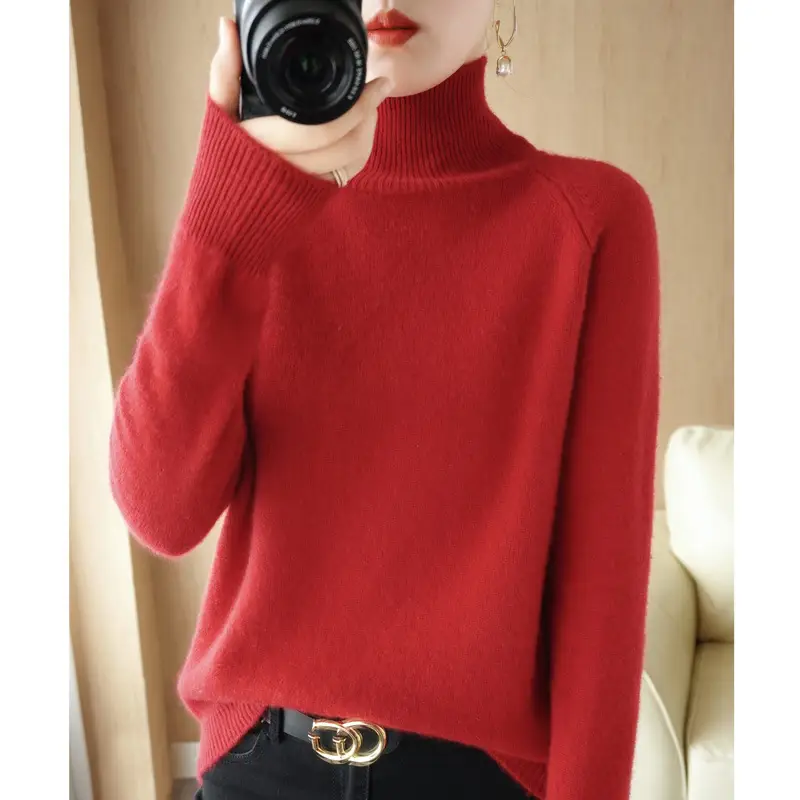 Women's Grey Long Sleeve Korean Style Sweater - Image 13