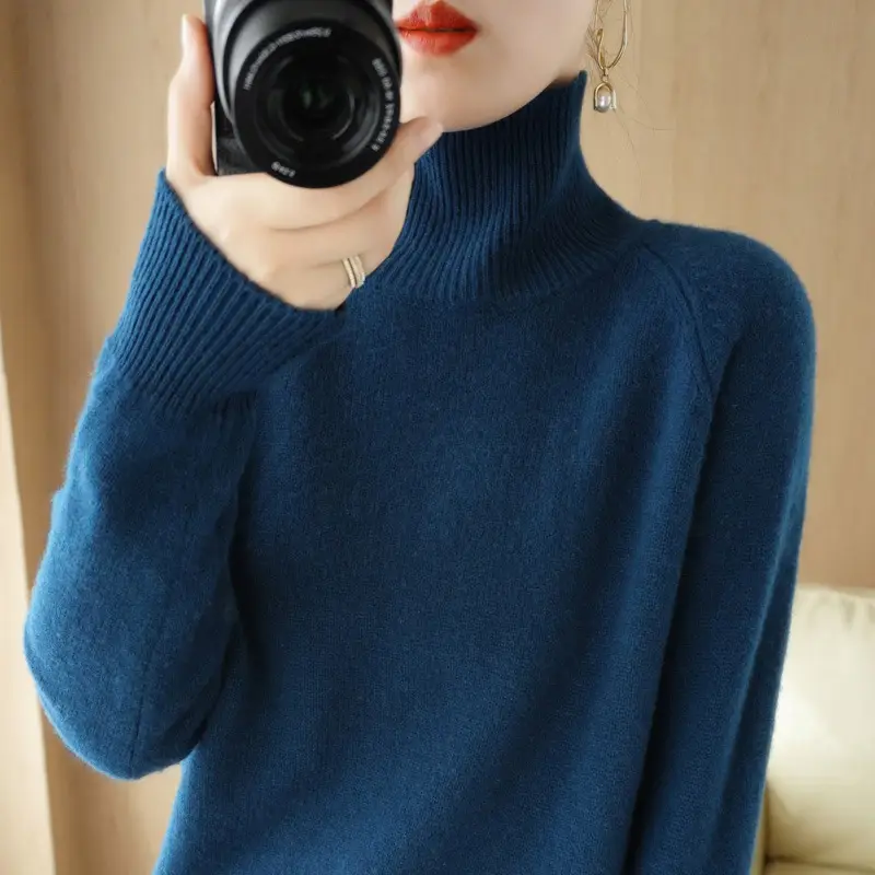 Women's Grey Long Sleeve Korean Style Sweater - Image 15