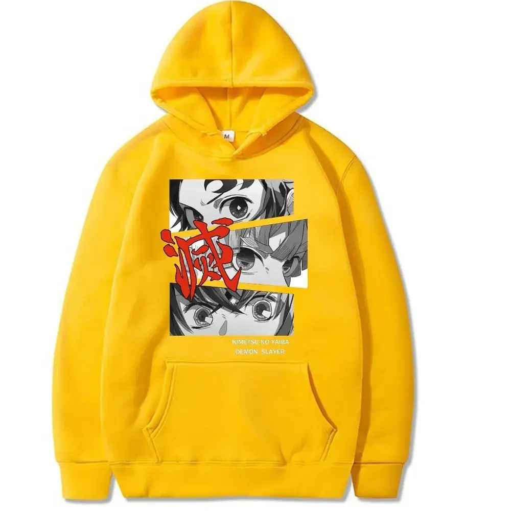 Cross-border Demon Slayer Hooded Sweatshirt Grey Anime Print - Image 2