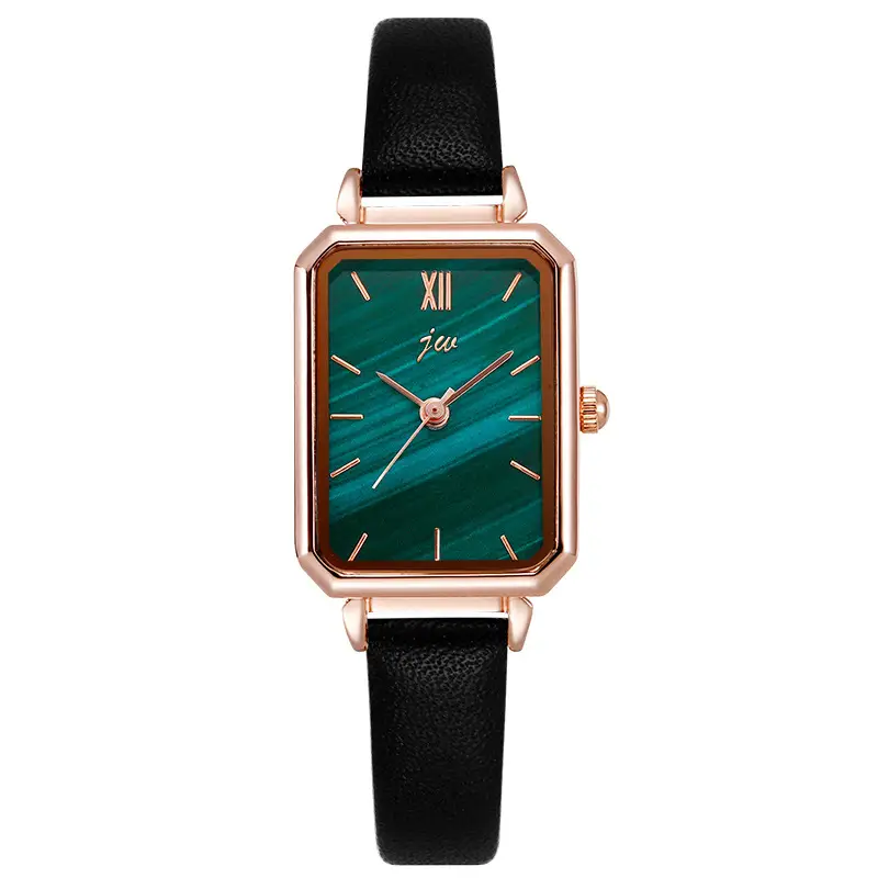 Jw Rose Gold Malachite Watch with Black Strap - Image 2