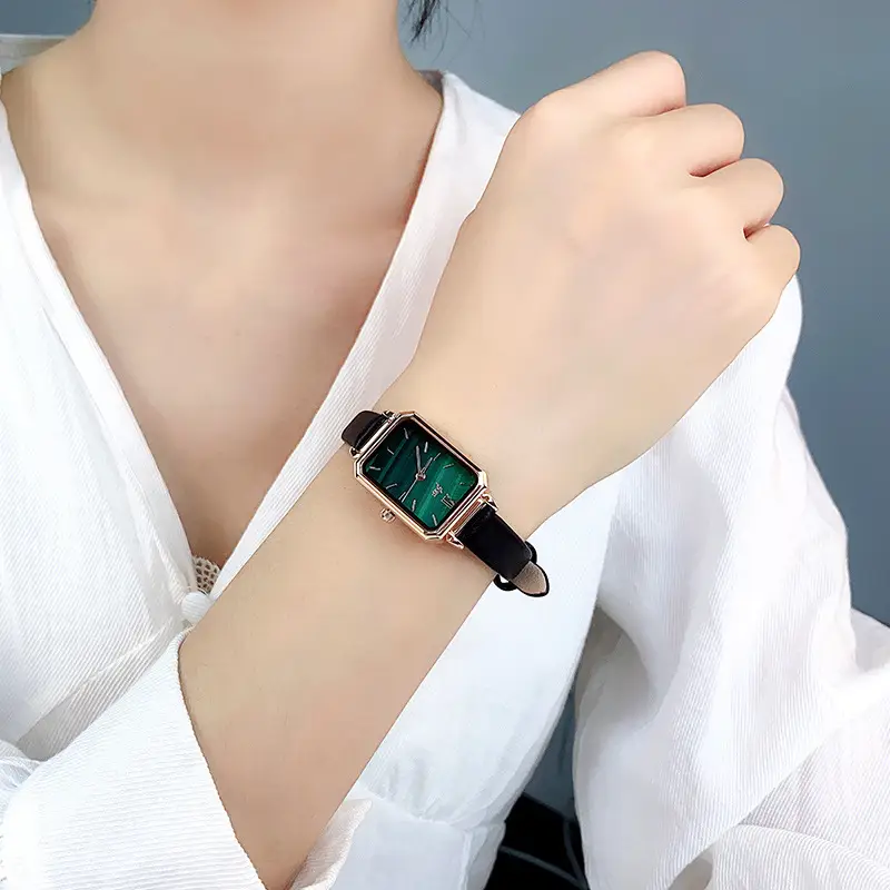 Jw Rose Gold Malachite Watch with Black Strap - Image 3