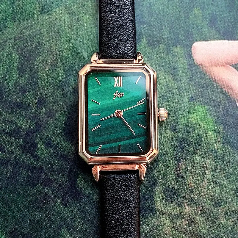Jw Rose Gold Malachite Watch with Black Strap - Image 4