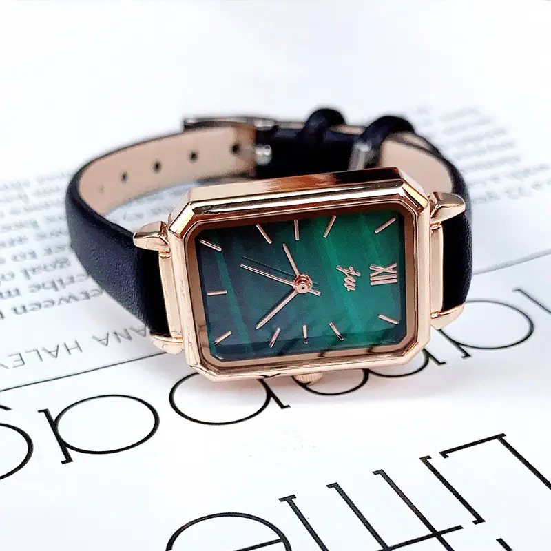 Jw Rose Gold Malachite Watch with Black Strap - Image 5