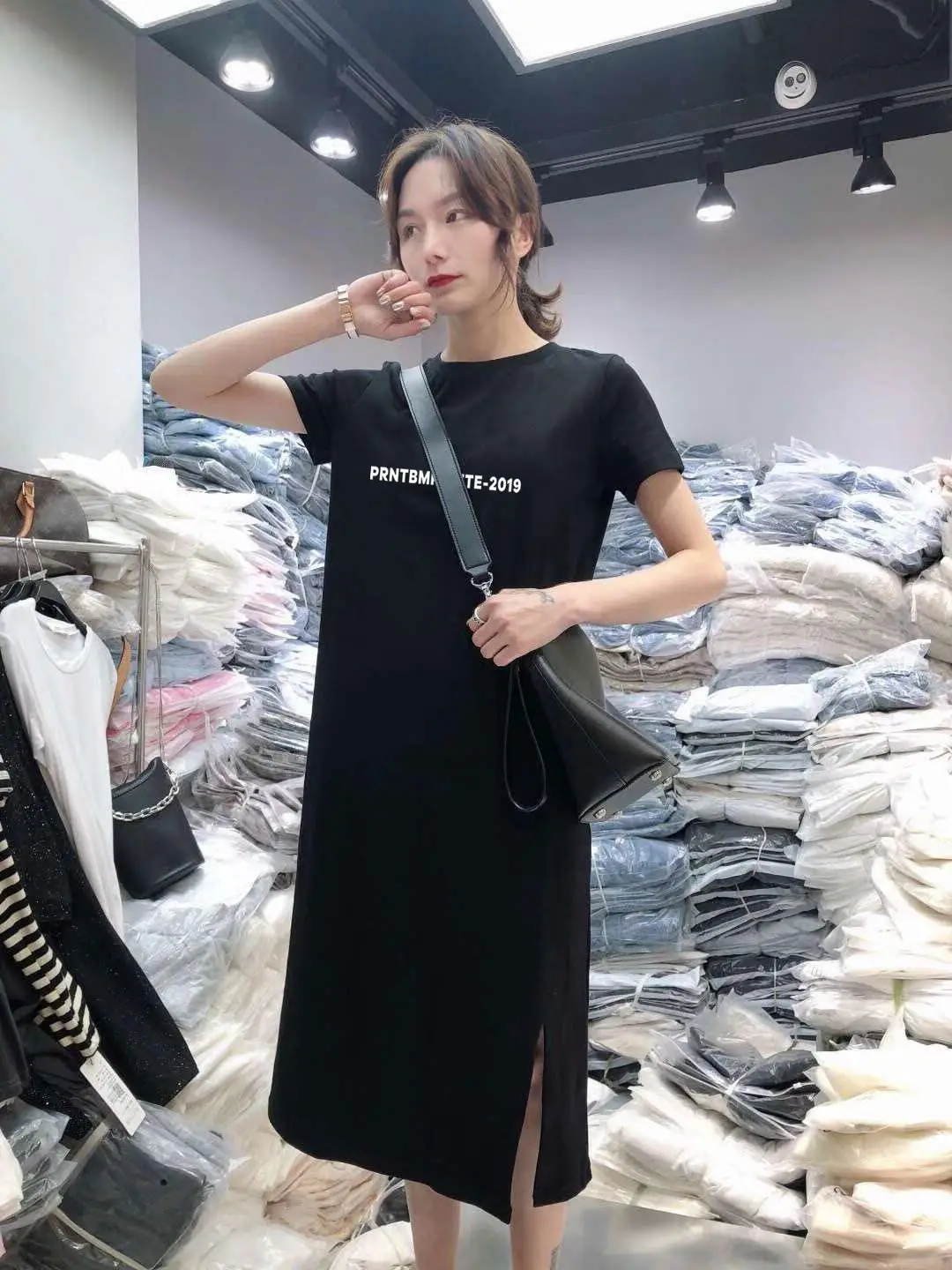 Women Summer Grey Oversized T-Shirt Skirt Set - Image 4