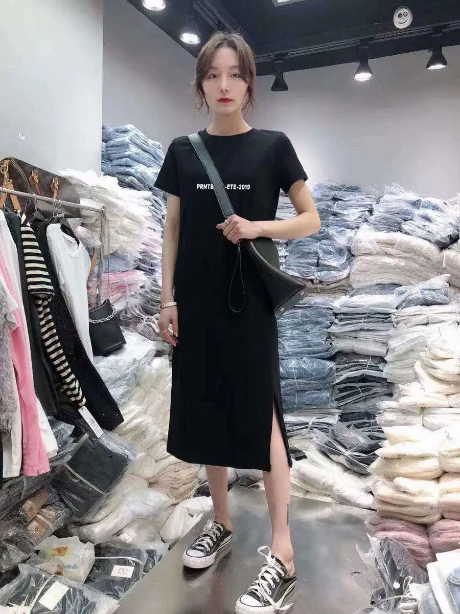 Women Summer Grey Oversized T-Shirt Skirt Set — feature 7