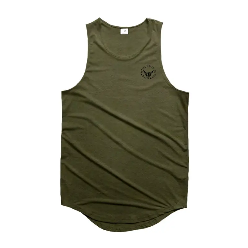 Men Muscle Tian Zi Vest Olive Green Summer Training - Image 4