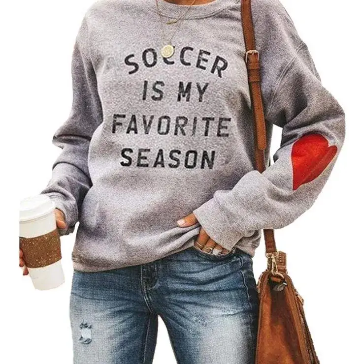 Soccer Print Grey Sweatshirt with Red Sleeve Design - Image 4