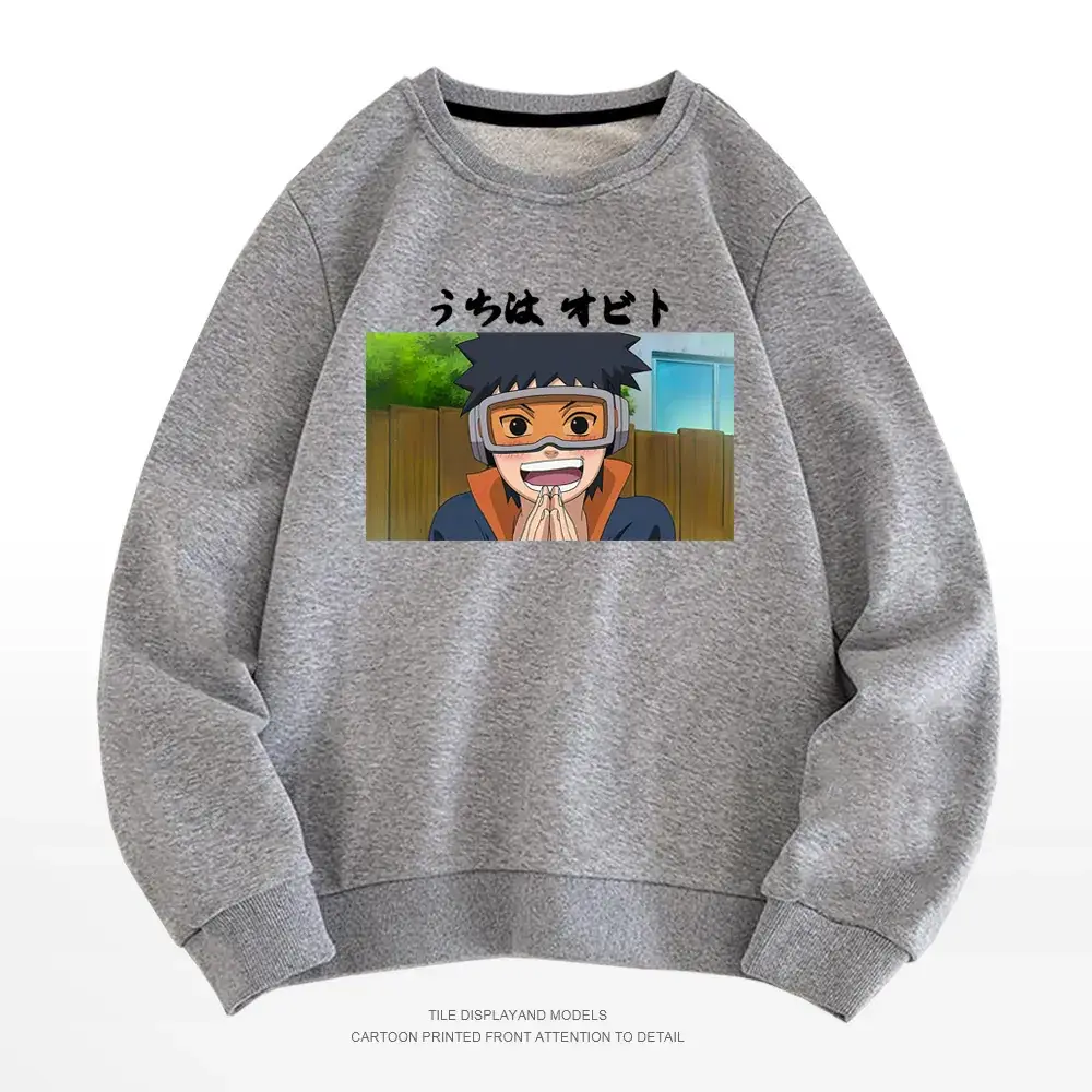 Men's Gray Naruto Graphic Crewneck Sweatshirt - Image 6