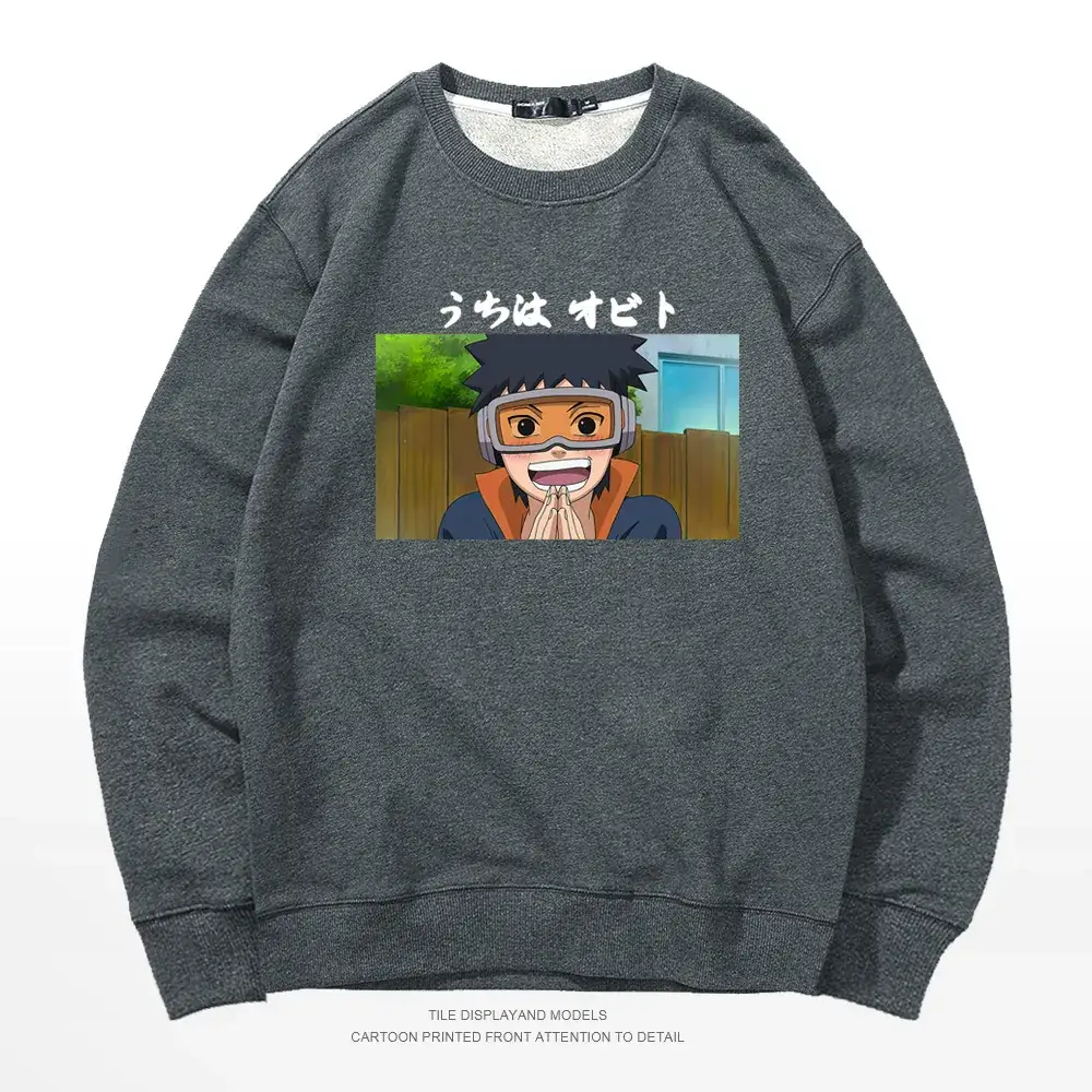 Men's Gray Naruto Graphic Crewneck Sweatshirt - Image 8