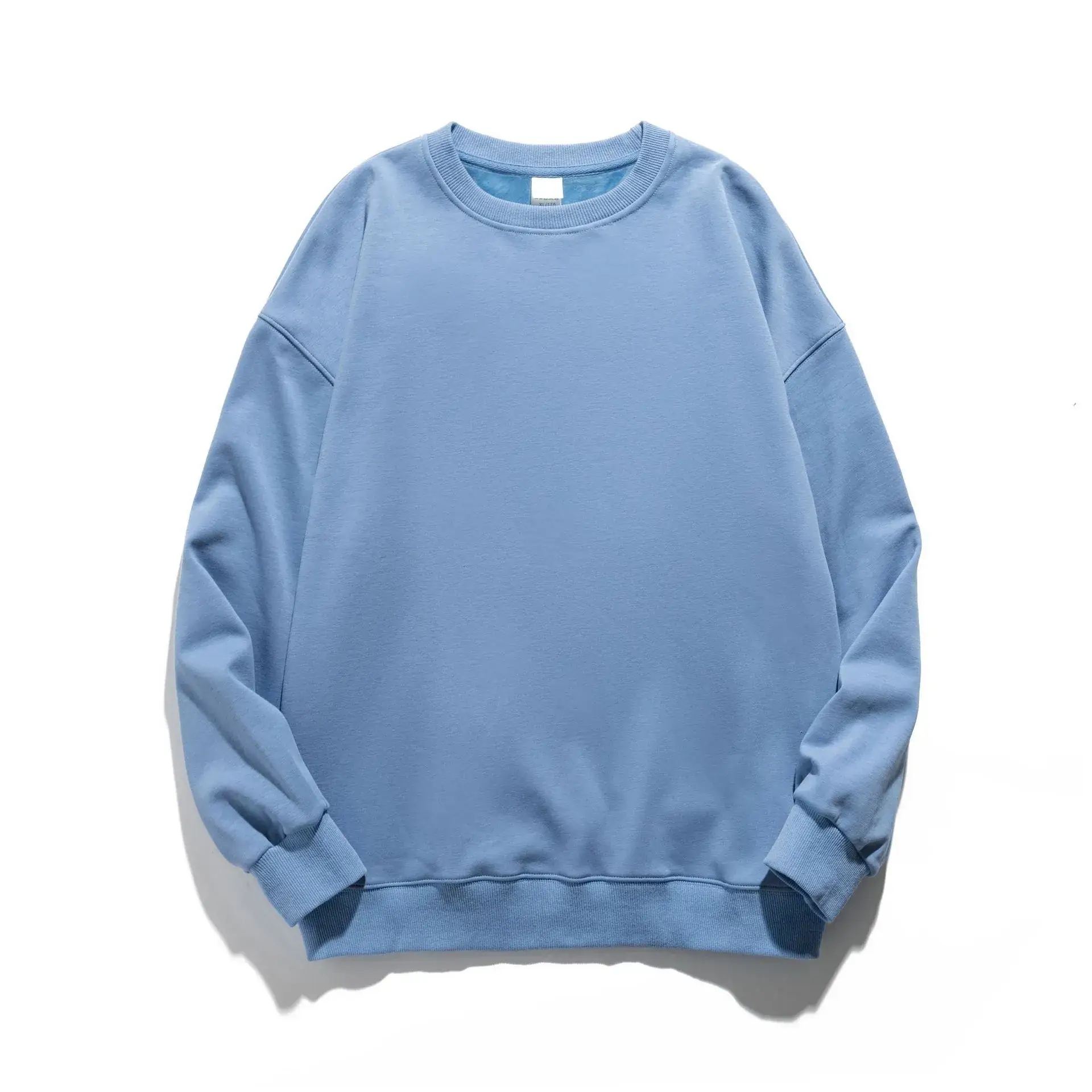Women White Crewneck Sweatshirt Winter Solid - Image 10