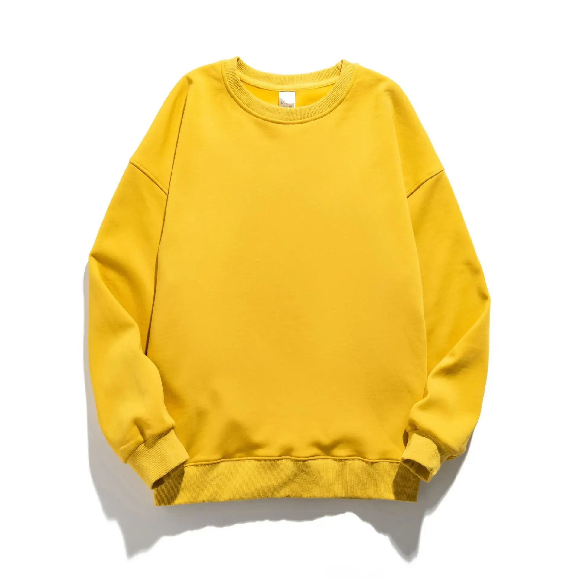 Women White Crewneck Sweatshirt Winter Solid - Image 2