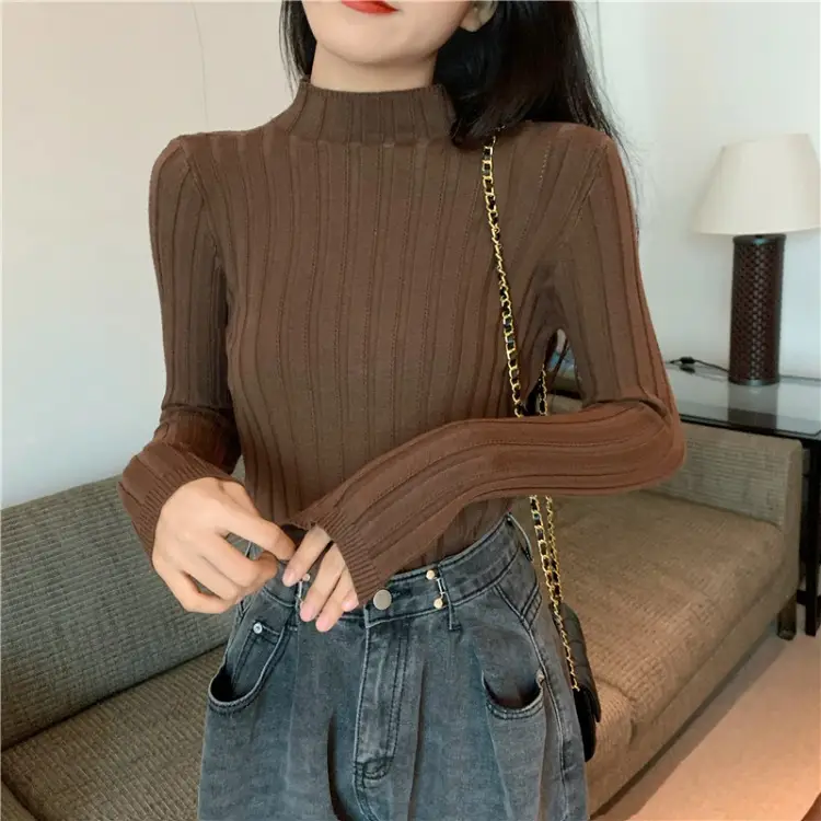 Pink Ribbed Long Sleeve Turtleneck Sweater - Image 11