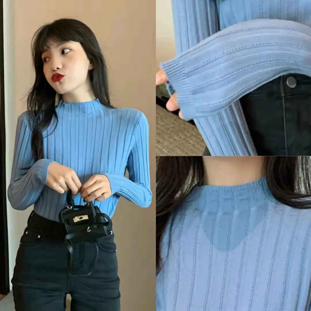 Pink Ribbed Long Sleeve Turtleneck Sweater - Image 13