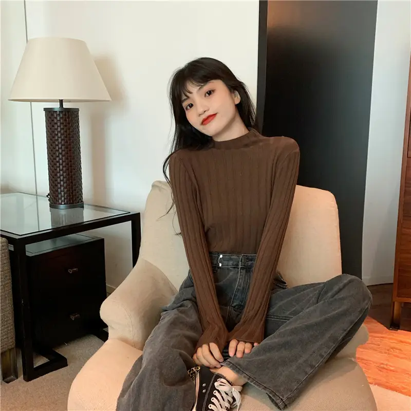 Pink Ribbed Long Sleeve Turtleneck Sweater — feature 16