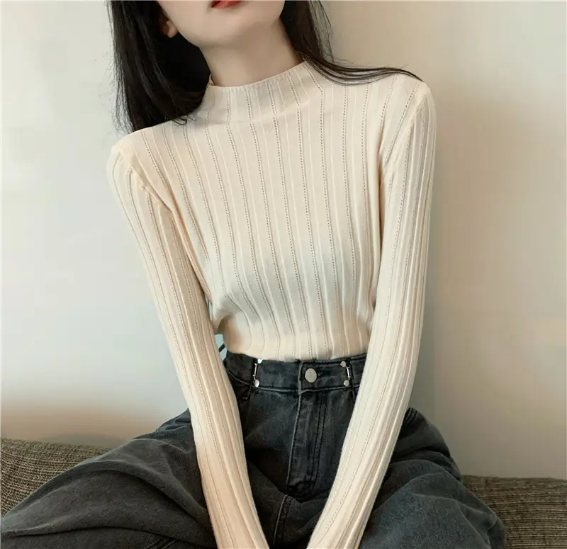 Pink Ribbed Long Sleeve Turtleneck Sweater — feature 31
