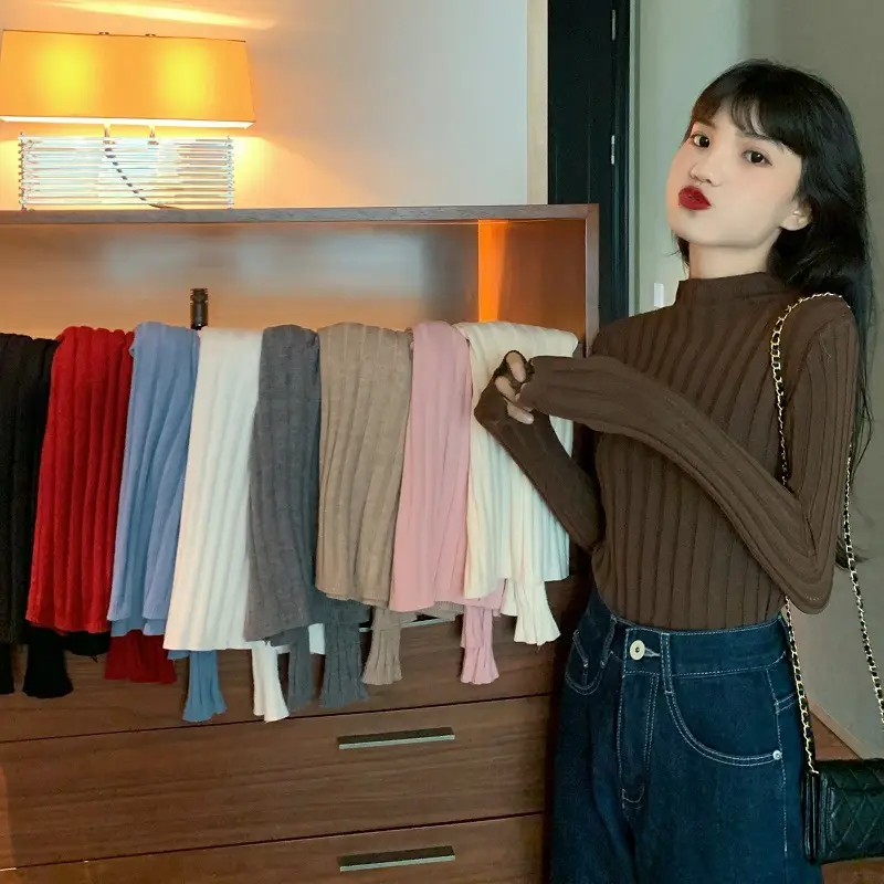 Pink Ribbed Long Sleeve Turtleneck Sweater — feature 4