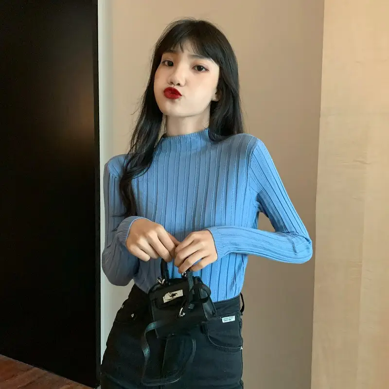 Pink Ribbed Long Sleeve Turtleneck Sweater — feature 57