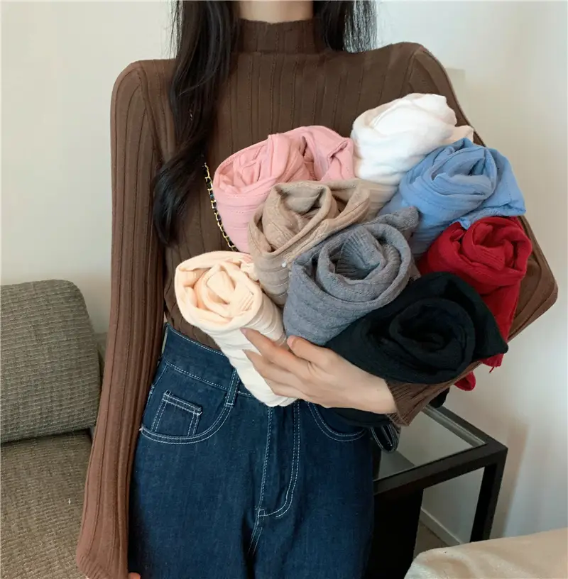 Pink Ribbed Long Sleeve Turtleneck Sweater — feature 7