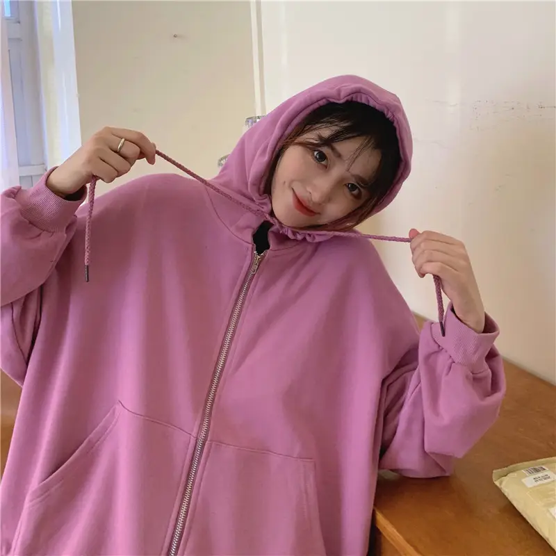 Women Black Hooded Sweatshirt Coat 2023 Spring Autumn Loose Fit — feature 19