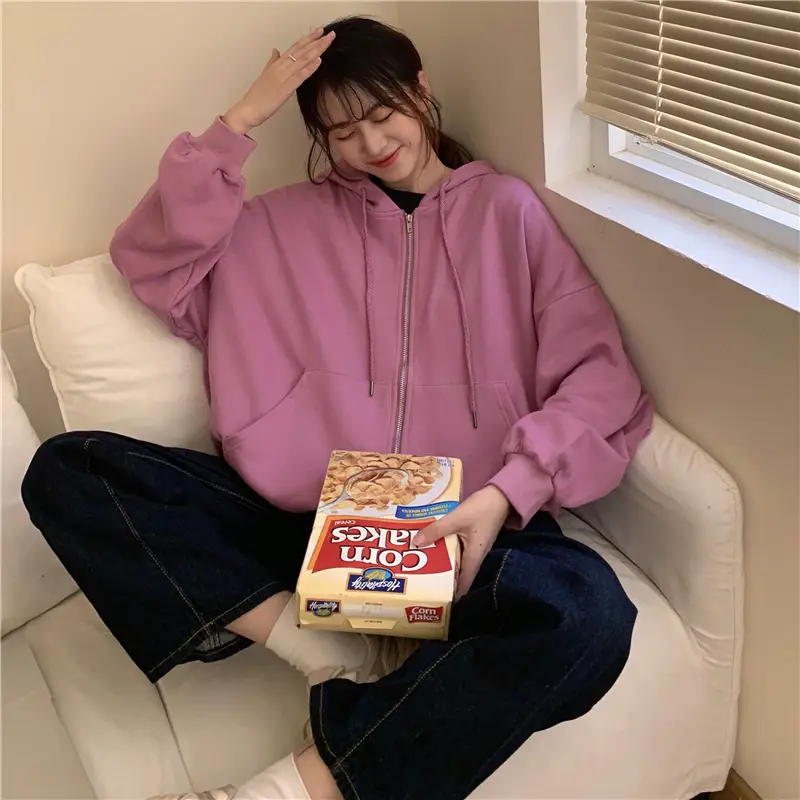 Women Black Hooded Sweatshirt Coat 2023 Spring Autumn Loose Fit — feature 21