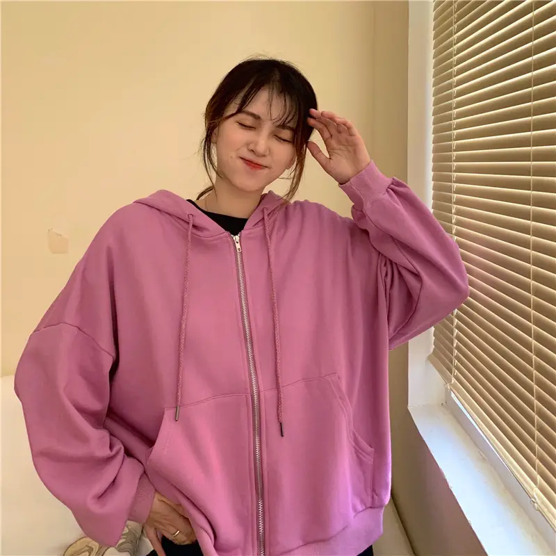 Women Black Hooded Sweatshirt Coat 2023 Spring Autumn Loose Fit — feature 22
