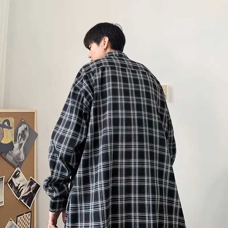 Autumn Plaid Long Sleeve Shirt for Boys Korean Style