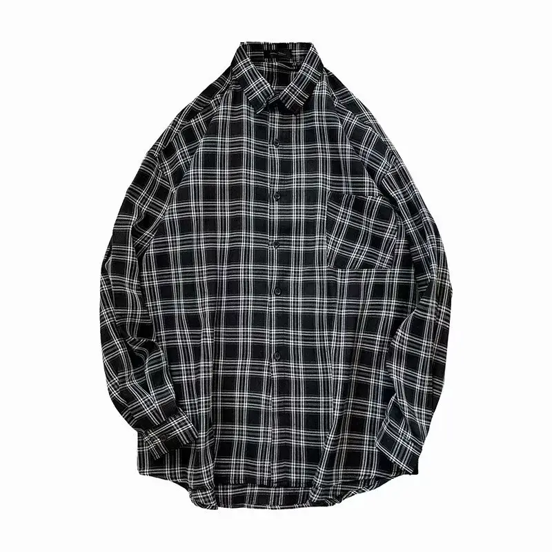 Autumn Plaid Long Sleeve Shirt for Boys Korean Style