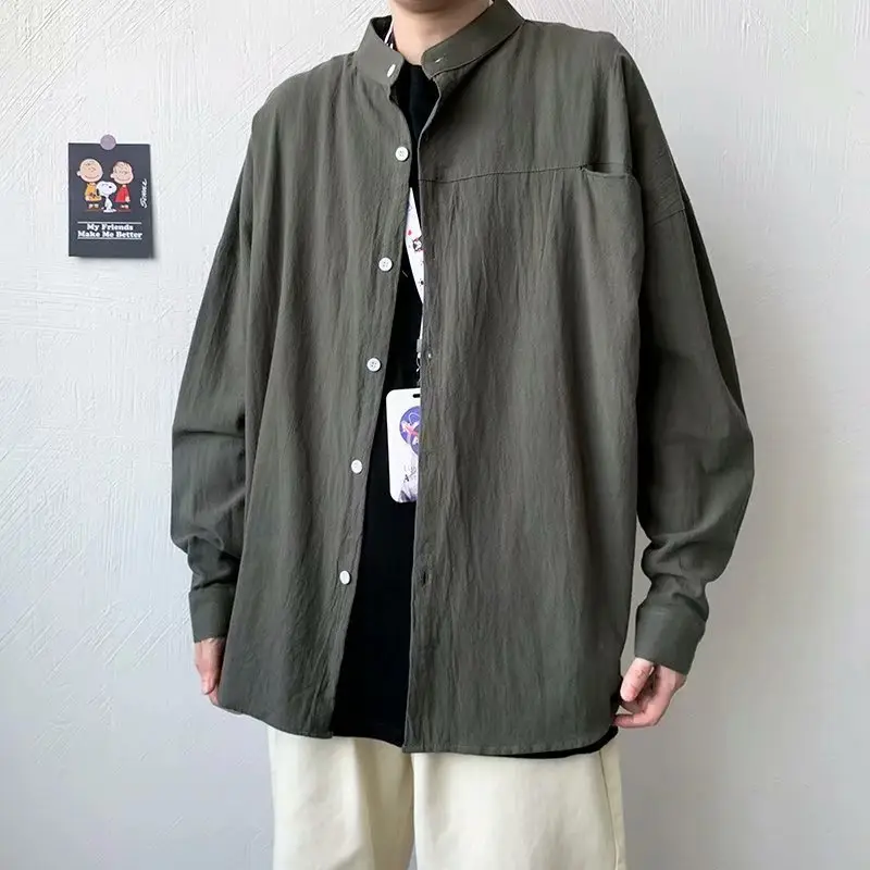Men's Olive Green Long Sleeve Button Down Shirt - Image 3