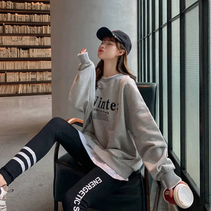 2025 Faux Fleece Lined Crew Neck Sweatshirt Grey Winter — feature 13