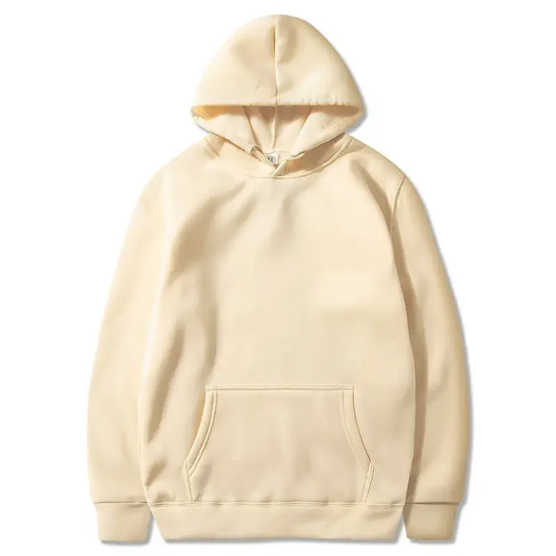 Men Fleece Lined Hoodie Yellow Solid Color - Image 16