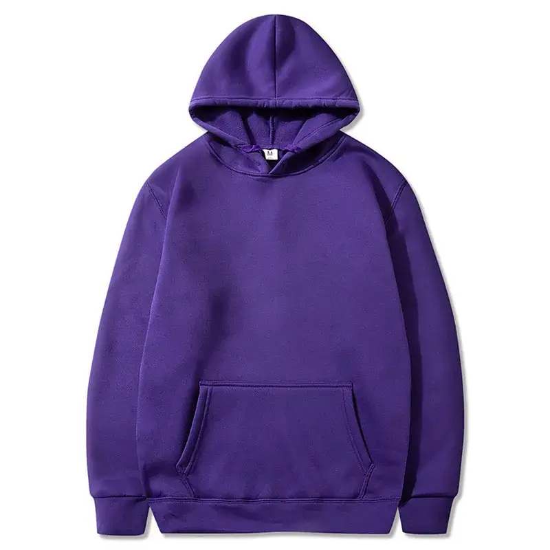 Men Fleece Lined Hoodie Yellow Solid Color - Image 4