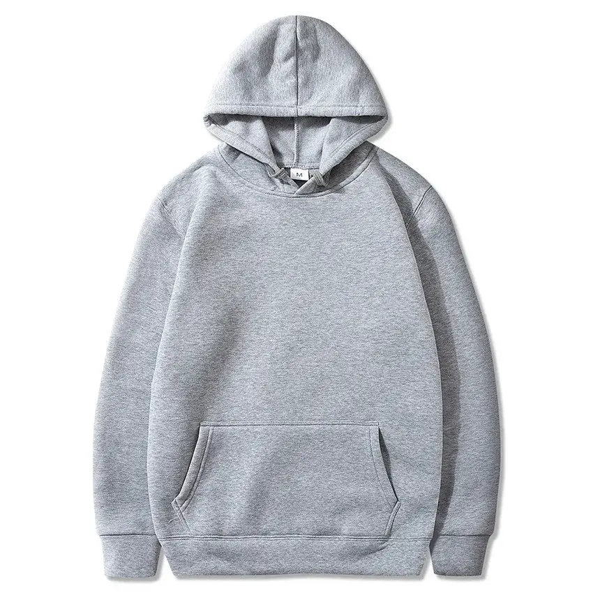 Men Fleece Lined Hoodie Yellow Solid Color - Image 5