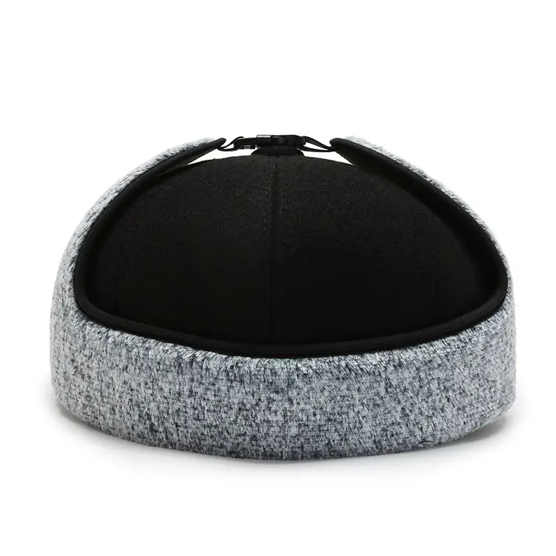 Men's Cotton Warm Peaked Cap Black Grey Winter Dad Hat - Image 4