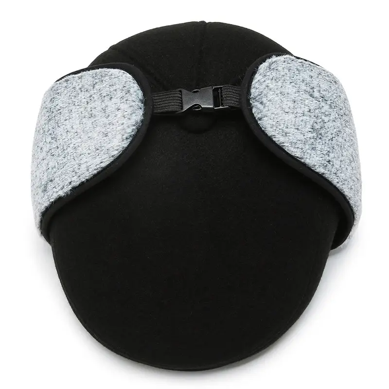 Men's Cotton Warm Peaked Cap Black Grey Winter Dad Hat - Image 5