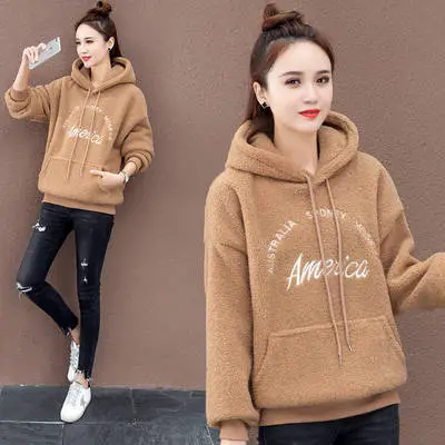 Women Brown America Print Hoodie Set with Jeans - Image 8